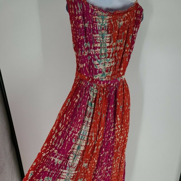 NORM THOMPSON Women's Size Small Boho Maxi Dress Multicolor Ruched Relaxed VTG - Picture 10 of 13